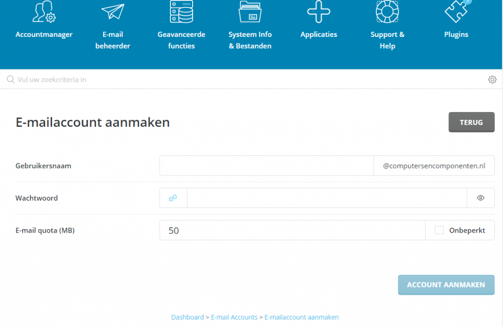 Hoe wijzig ik de grootte van mijn email of mailbox? MKB